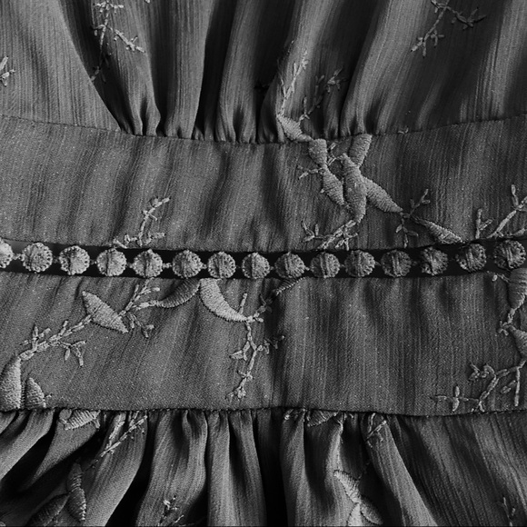 NWT $179~MARE MARE ANTHROPOLOGIE~Black Embroidered “ANYA” V-Neck Ruffle Dress~S - Picture 12 of 16